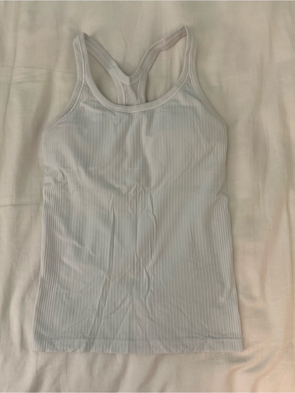 Women’s Ribbed Racerback Tank Top - White - Picture 1 of 5